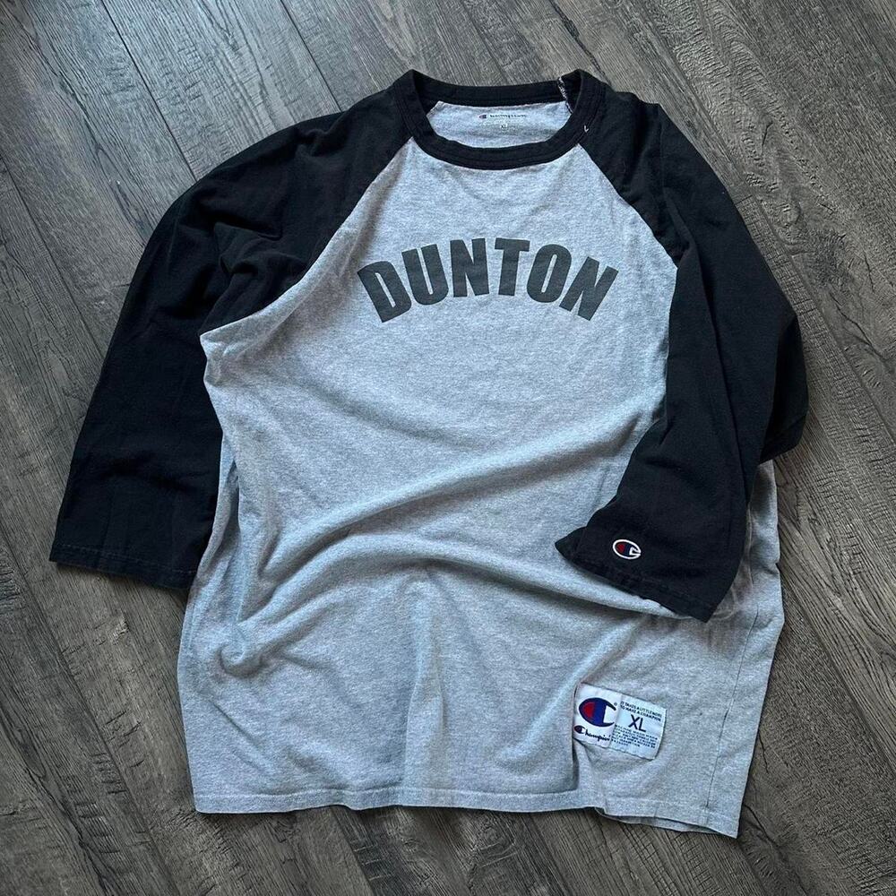Vintage Black Champion Dunton Baseball Jersey Shirt Raglan